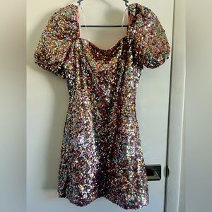 LULUS MULTICOLOR SEQUIN MINI DRESS SIZE SMALL